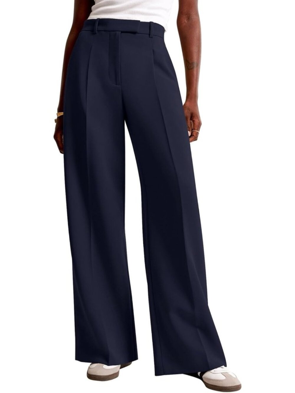 High Waisted Wide Leg Work Pants for Women | Stylish Dress Trousers with Pockets